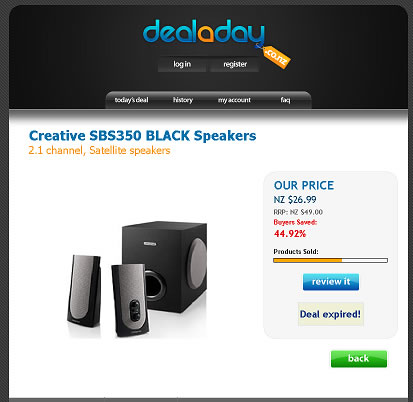 Deal a Day Homepage Screenshot